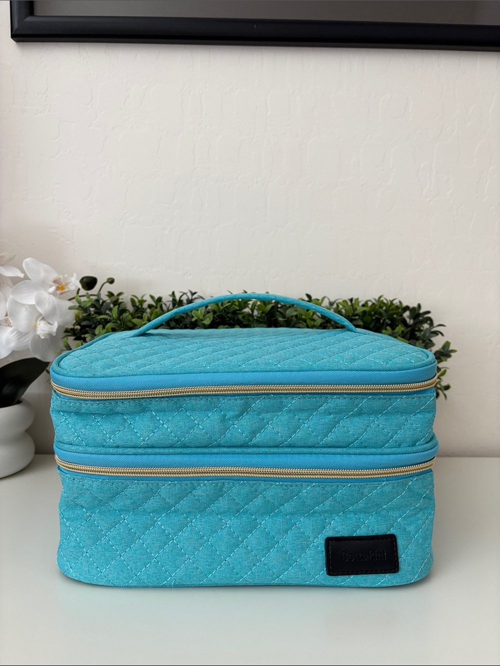 Bettukini Large Quilted Turquoise Travel or at home Jewelry Organizer